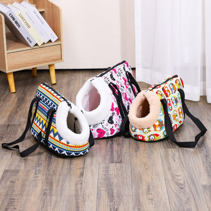 Portable Cat Carrier Bag with Zipper - Washable Polyester, Shoulder Strap for Small to Medium Cats