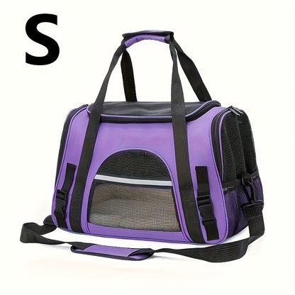Trasportino portatile per gatti con materassino in peluche - Borsa da viaggio traspirante di grande capacità per le gite con animali domestici, chiusura con cerniera, rete ventilata e fodera morbida, cinghie di sicurezza per auto e uso esterno