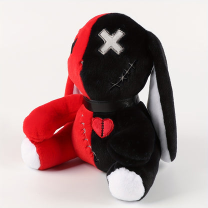 25cm/9.84in Creepy Gothic Bunny Plush, Spooky Bunny Stuffed Animal Cute Horror Dreadful Bunny Doll, Crazy Rabbit Plushie Toys For Halloween Easter Christmas Birthday Gift