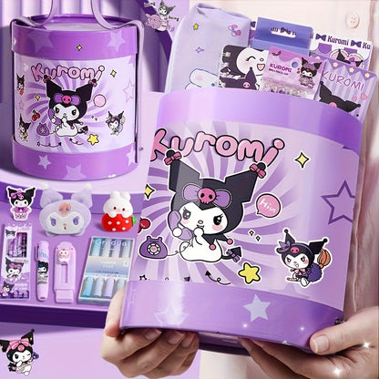Official Sanrio Kuromi Hug Bucket Study Stationery Gift Set - Includes Multi-Function Study Supplies, Portable Hug Bucket, Ideal for Graduation/Birthday/Christmas Gifts