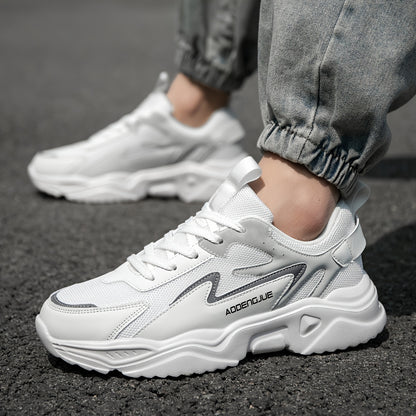 Sneakers da uomo leggere, casual, con stampa di lettere e design di tendenza, con cinturino anteriore - Suola bassa in EVA, tomaia in PU e tessuto, traspiranti e resistenti per corsa, escursionismo, attività all'aperto e uso quotidiano