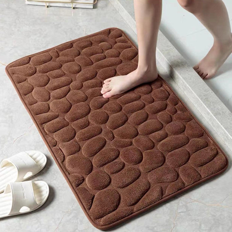 1pc Soft and Comfortable Memory Foam Bath Rug with Cobblestone Embossment - Rapid Water Absorbent and Washable - Non-Slip - Perfect for Shower Room and Bathroom Accessories, Bathroom decorations, kitchen Area Rugs, bedrooom,