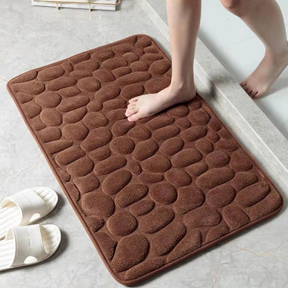1pc Soft and Comfortable Memory Foam Bath Rug with Cobblestone Embossment - Rapid Water Absorbent and Washable - Non-Slip - Perfect for Shower Room and Bathroom Accessories, Bathroom decorations, kitchen Area Rugs, bedrooom,