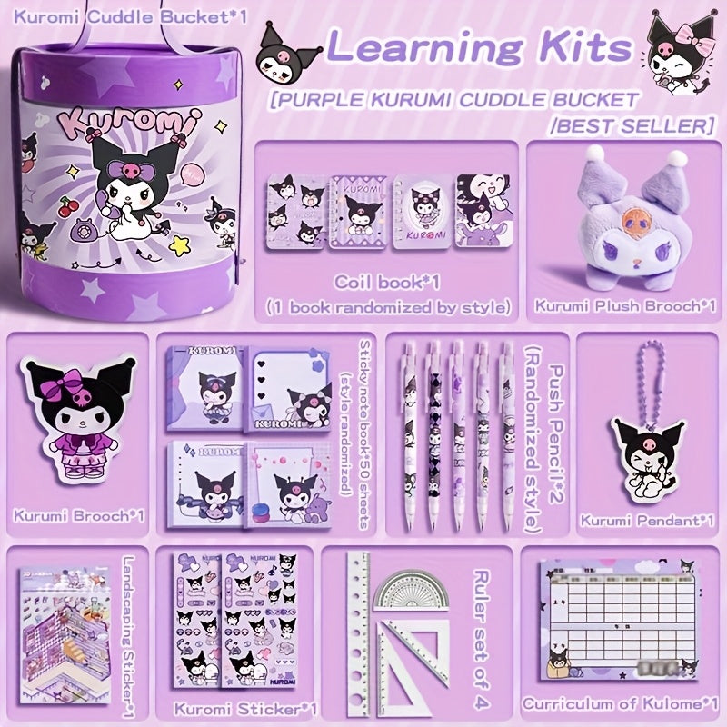 Official Sanrio Kuromi Hug Bucket Study Stationery Gift Set - Includes Multi-Function Study Supplies, Portable Hug Bucket, Ideal for Graduation/Birthday/Christmas Gifts