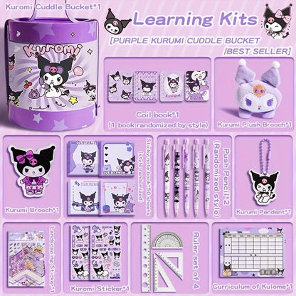 Official Sanrio Kuromi Hug Bucket Study Stationery Gift Set - Includes Multi-Function Study Supplies, Portable Hug Bucket, Ideal for Graduation/Birthday/Christmas Gifts