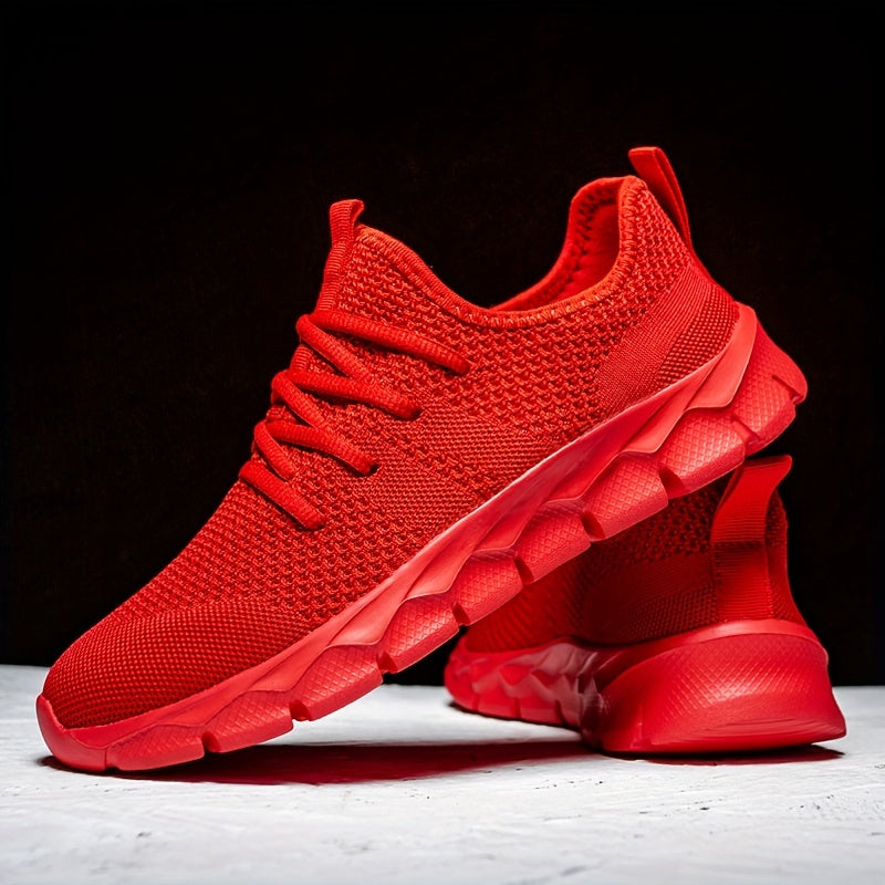Men's Lightweight Breathable Running Shoe, Lace-Up Casual Sneakers for Gym, Jogging & Daily Wear (All-Season, Solid Color)
