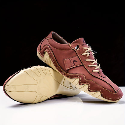 New Retro Style Stitching Casual Sneakers, Breathable Wear-resistant Non Slip Lace Up Shoes For Men's Outdoor Activities