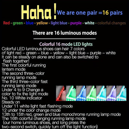 Usb Charging Light Shoes Colorful Sixteen Mode Running Horse Light Shoes Cool Luminous Boys Girls Can Change Color Color Lights Running Sneakers Cartoon Casual Shoelace Light Shoes