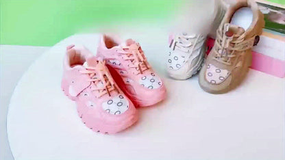 Sneakers alla moda per ragazze - Scarpe da corsa traspiranti, con suola in gomma antiscivolo e chiusura con lacci per bambine e ragazze