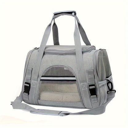Trasportino portatile per gatti con materassino in peluche - Borsa da viaggio traspirante di grande capacità per le gite con animali domestici, chiusura con cerniera, rete ventilata e fodera morbida, cinghie di sicurezza per auto e uso esterno