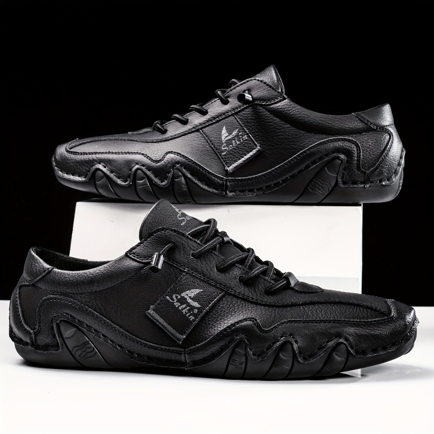 New Retro Style Stitching Casual Sneakers, Breathable Wear-resistant Non Slip Lace Up Shoes For Men's Outdoor Activities