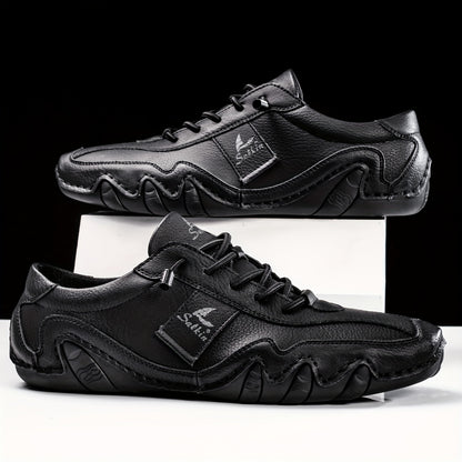 New Retro Style Stitching Casual Sneakers, Breathable Wear-resistant Non Slip Lace Up Shoes For Men's Outdoor Activities
