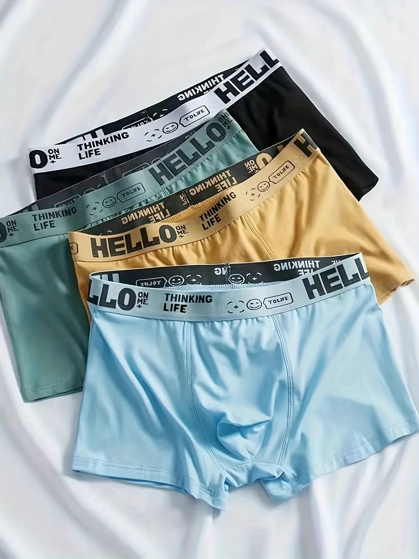 4PCS Men's Underpants Teenagers Men's Underpants Boxer Trendy Underpants Random Printing Non-positioning
