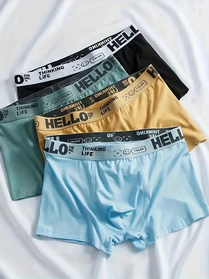 4PCS Men's Underpants Teenagers Men's Underpants Boxer Trendy Underpants Random Printing Non-positioning