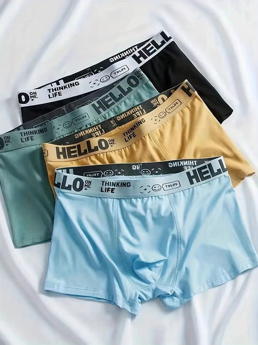 4PCS Men's Underpants Teenagers Men's Underpants Boxer Trendy Underpants Random Printing Non-positioning