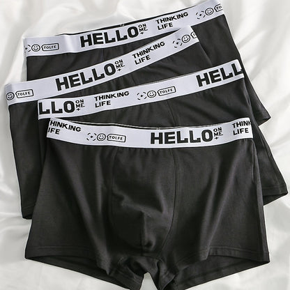 4PCS Men's Underpants Teenagers Men's Underpants Boxer Trendy Underpants Random Printing Non-positioning