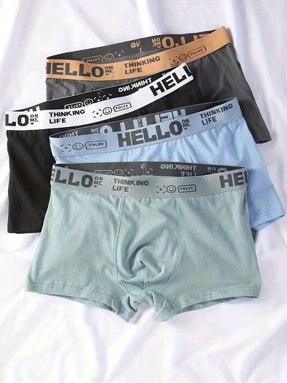 4PCS Men's Underpants Teenagers Men's Underpants Boxer Trendy Underpants Random Printing Non-positioning