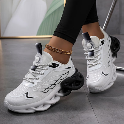 Women'S Breathable Mesh Running Sneakers - Lightweight, Height-Boosting Casual Sneakers with Phylon Sole, All-Season Comfort, Blue & White Design, Perfect for Casual Attire or Outdoor Activities