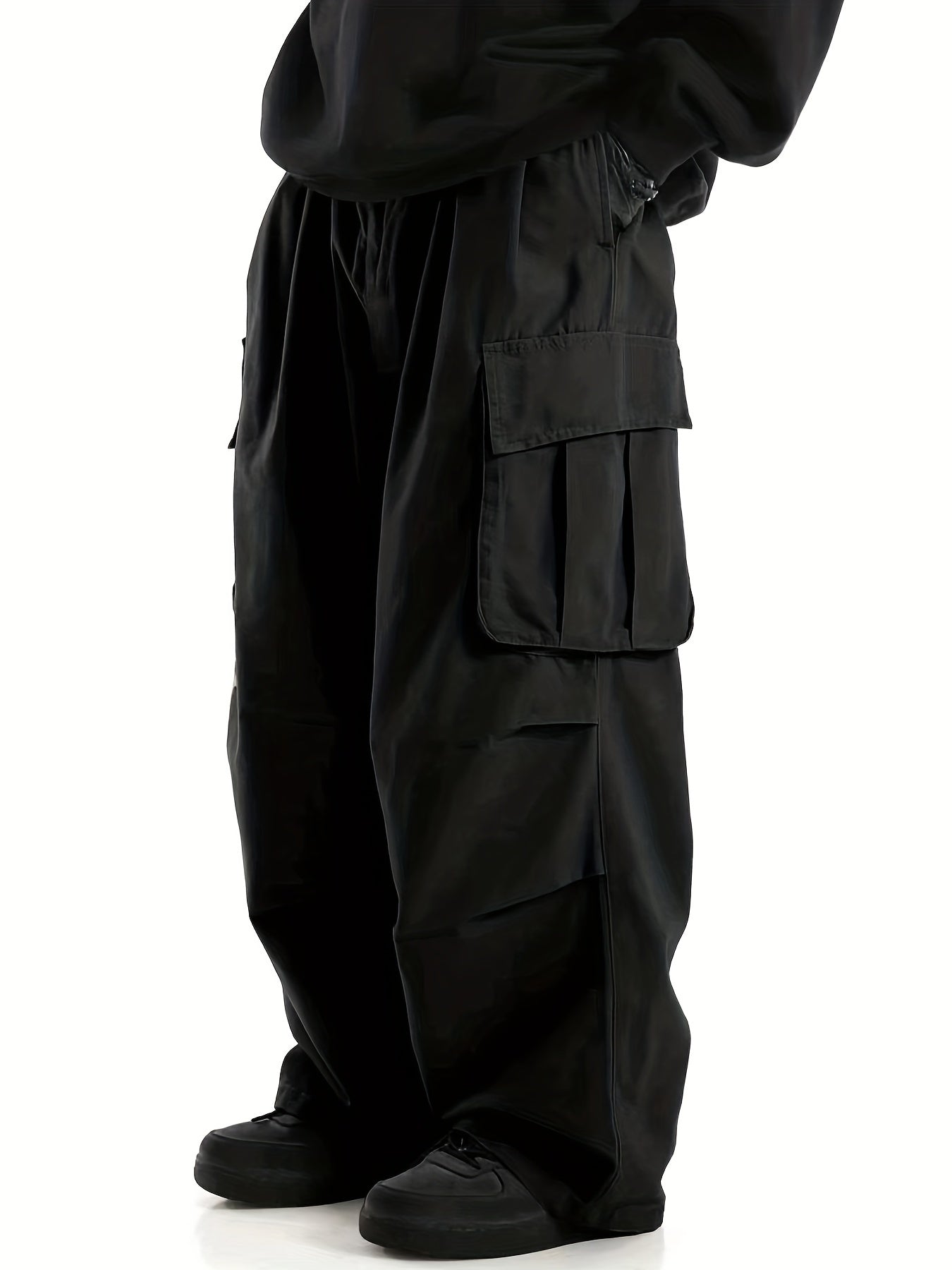Solid Multi Flap Pockets Men's Straight Leg Cargo Pants, Loose Casual Outdoor Baggy Pants, Men's Work Pants Streetwear
