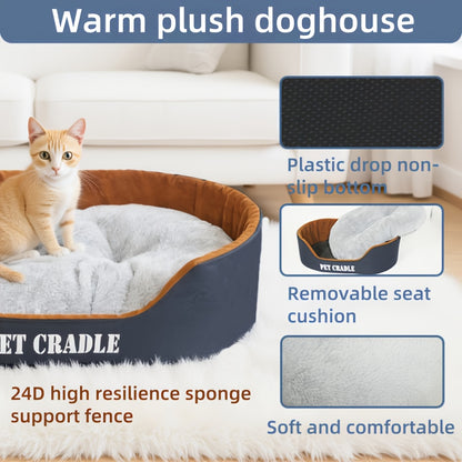 1pc Extra Large Winter Dog Bed for Small & Medium Cats & Dogs - Heavy-Duty Non-Slip Base, All-Season Indoor/Outdoor Pet Bed with Easy-Clean Design, Removable Cushioned Seat, Machine Washable Soft Interior