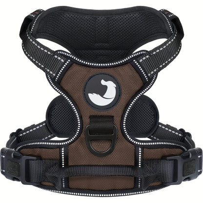 Dog Harness, Reflective No Choke Pet Vest With Front And Back 2 Leash Clips, Soft Padded Dog Harnesses With Easy Control Handle For Training And Walking