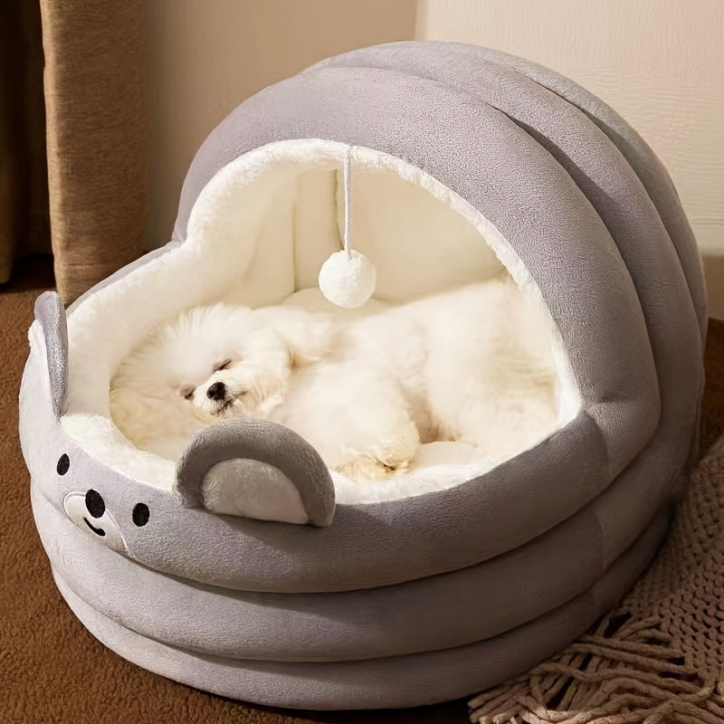 [Comfort accogliente] Cuccia per gatti rosa in peluche per gatti da interno - Stile contemporaneo, non assemblabile, con cuccia imbottita morbida rimovibile e lavabile, con graziose orecchie da coniglio e una simpatica palla sospesa, cuccia per gattini