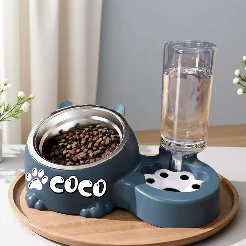Automatic Smart Pet Feeder and Water Dispenser with Custom Name/Meal Times - Gravity-Fed System, Spill-Proof Design, Easy-Clean Durable Plastic Construction - for Cats, Small Dogs - Auto Food & Water Dispenser with Timer, Ide