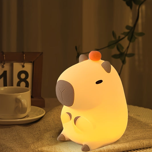 Adorabile luce notturna a forma di capibara: ricarica USB, luce LED, 36 V o inferiore, senza parti elettroniche, paralume in silicone