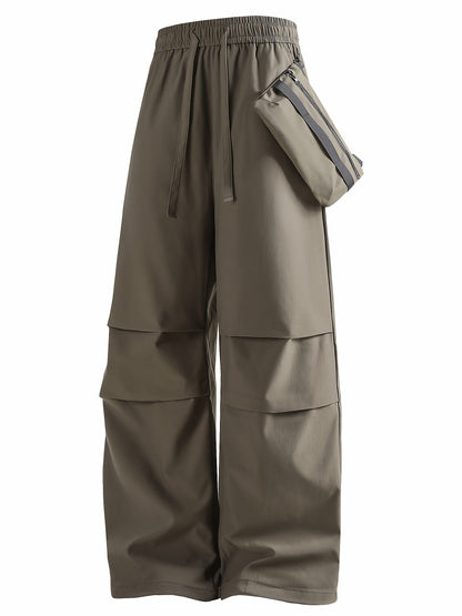 Men's Solid Color Baggy Cargo Pants, Casual Comfy Outdoor Climbing Trousers As Gift