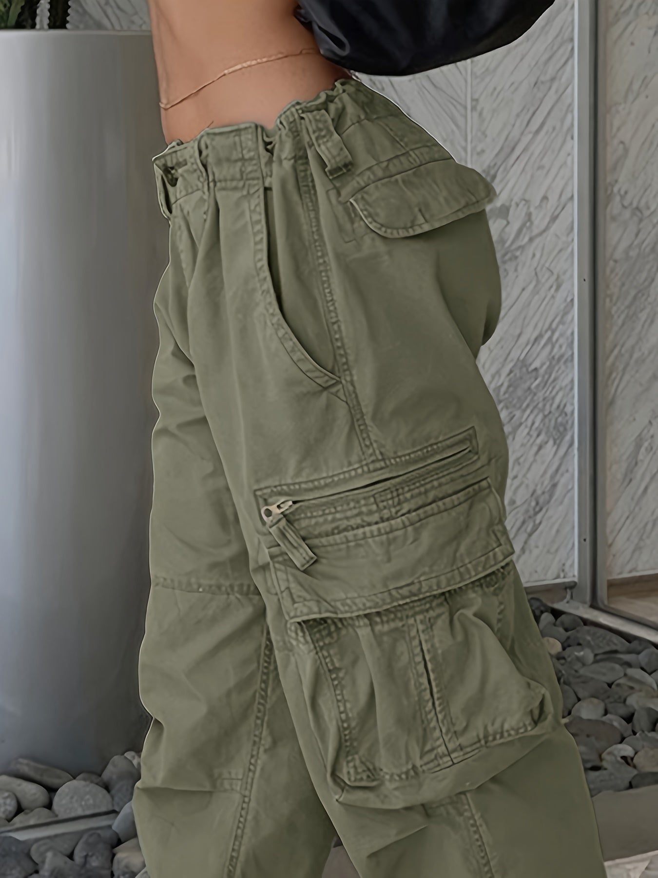Side Flap Pocket Vintage Baggy Cargo Jeans, Loose Fit Streetwear Denim Pants, Women's Denim Jeans & Clothing