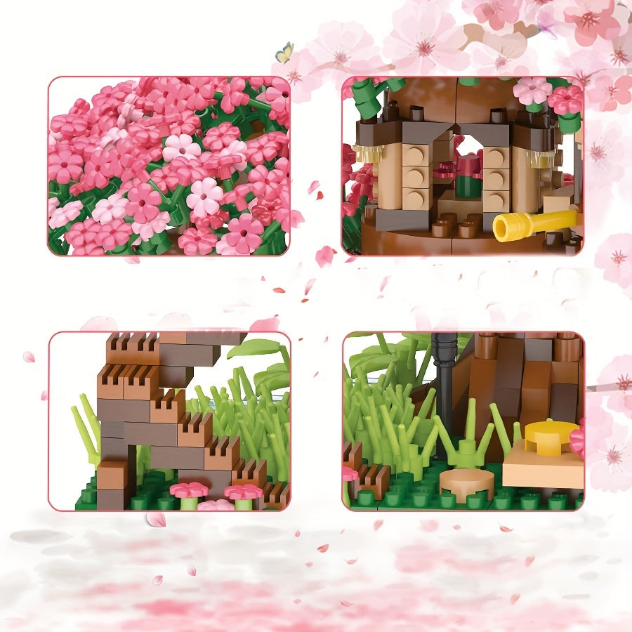 LHCX Cherry Bonsai Tree Building Sets For Girls, Mini Building Blocks Of Cherry Flower Bonsai Tree Kit, Mini Bricks Sakura Tree House, Halloween/Thanksgiving Day/Christmas Gift Easter Gift