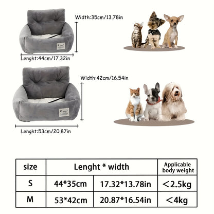 Soft & Comfortable Pet Bed for Small Dogs & Cats - Durable Polyester, Secure Strap, Ideal for Car Travel, Front Seat Safety, Cat Bed | Modern Pet Bed | Durable Polyester Bed