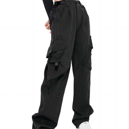 Women Cargo Pants Baggy Y2K High Elastic Waist Women's Pants with Pockets Comfy Fashion Straight Wide Leg Womens Trousers Women's Clothing