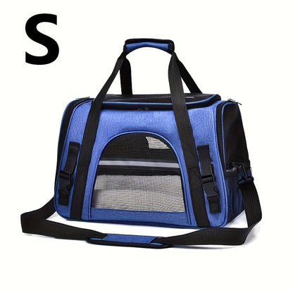 Trasportino portatile per gatti con materassino in peluche - Borsa da viaggio traspirante di grande capacità per le gite con animali domestici, chiusura con cerniera, rete ventilata e fodera morbida, cinghie di sicurezza per auto e uso esterno