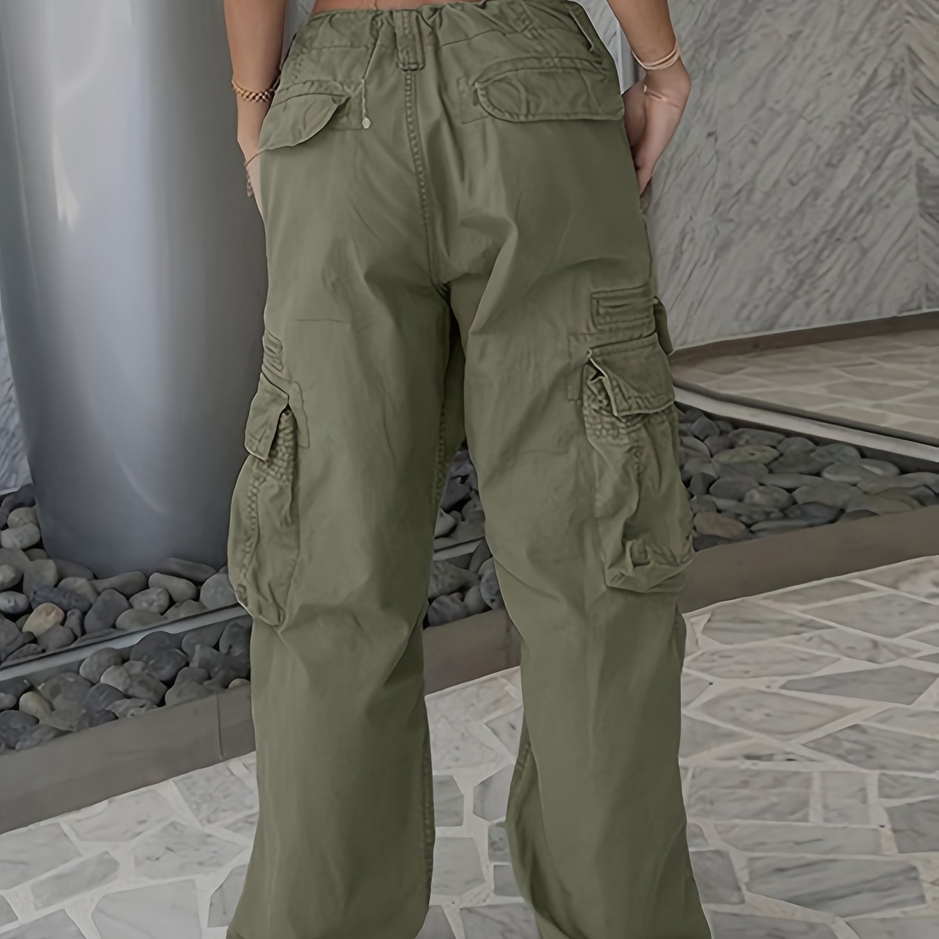 Side Flap Pocket Vintage Baggy Cargo Jeans, Loose Fit Streetwear Denim Pants, Women's Denim Jeans & Clothing