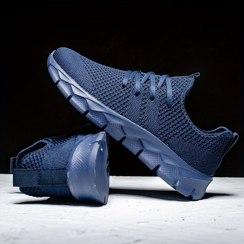 Men's Lightweight Breathable Running Shoe, Lace-Up Casual Sneakers for Gym, Jogging & Daily Wear (All-Season, Solid Color)