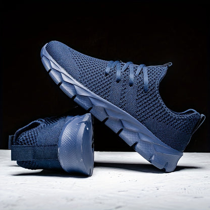 Men's Lightweight Breathable Running Shoe, Lace-Up Casual Sneakers for Gym, Jogging & Daily Wear (All-Season, Solid Color)