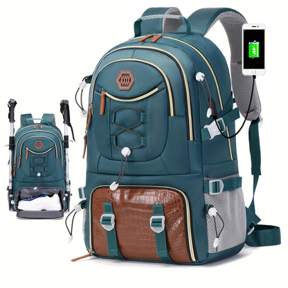 Zaino da viaggio di grande capacità da 40 litri con porta, scomparto per laptop da 17,3 e vano portascarpe - Zaino da trekking resistente con power bank, custodia imbottita per laptop, spallacci imbottiti regolabili