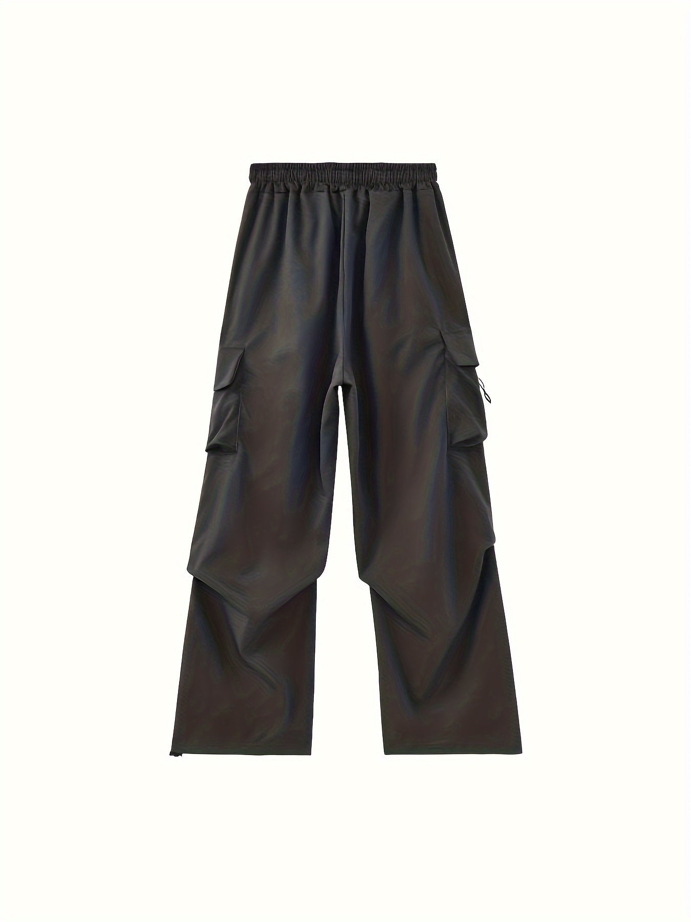 1pc Women'S Casual Cargo Pants, Solid Color Polyester, Spring/Fall Fashion, Multiple Pockets, Woven Weave, Adult Fit