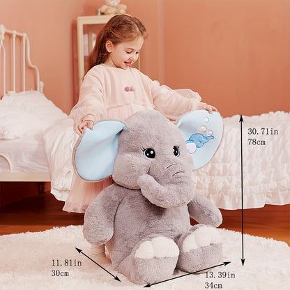 30" Large Jumbo Soft Plush Elephant IKASA Giant Stuffed Animal, Cute Huge Big Size Plushie, Gifts For Kids