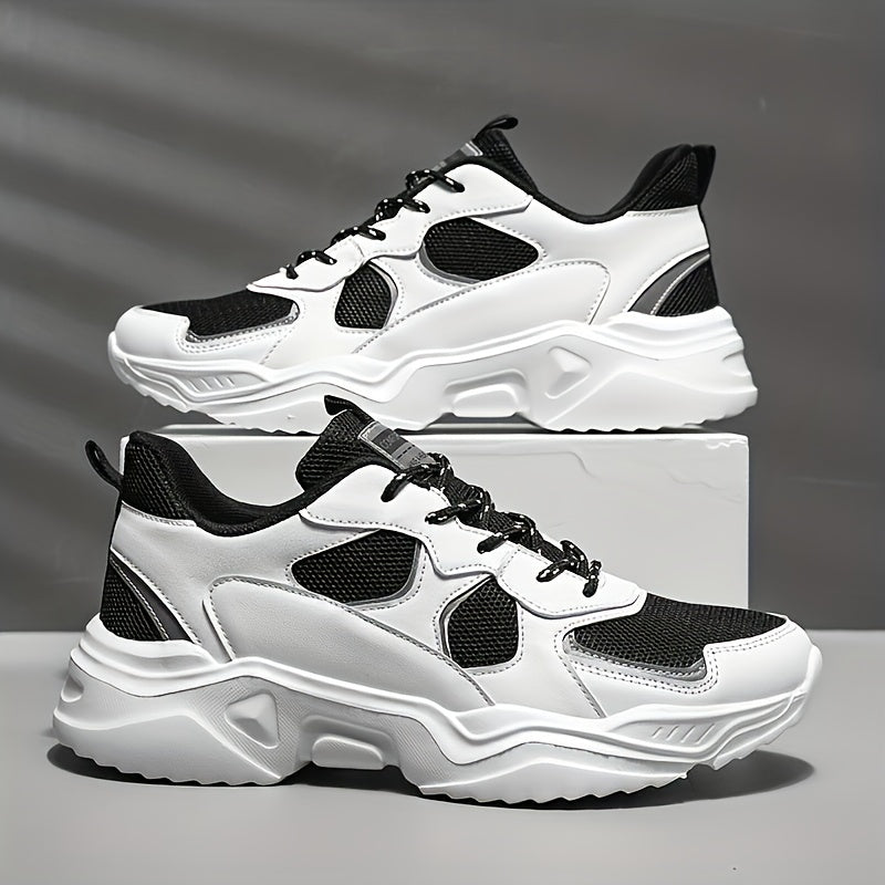 [Scarpe da ginnastica traspiranti] Scarpe da ginnastica in mesh traspirante e spessa | Scarpe da ginnastica casual da uomo bianche e verde acqua con suola in EVA, design con lacci per tutte le stagioni