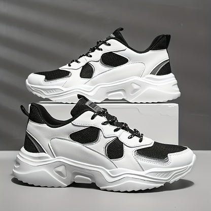 [Scarpe da ginnastica traspiranti] Scarpe da ginnastica in mesh traspirante e spessa | Scarpe da ginnastica casual da uomo bianche e verde acqua con suola in EVA, design con lacci per tutte le stagioni