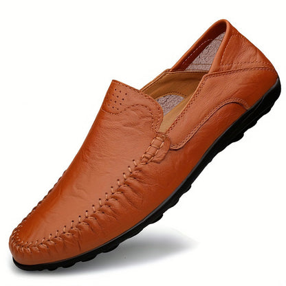 Scarpe casual da lavoro slip-on da uomo CLOHOO - Tomaia in pelle traspirante di secondo strato, comoda fodera in PU e suola in gomma, versatili per tutte le stagioni per ufficio, viaggi e vacanze - Nero, aspetto raffinato | Suola in gomma robusta, Dre