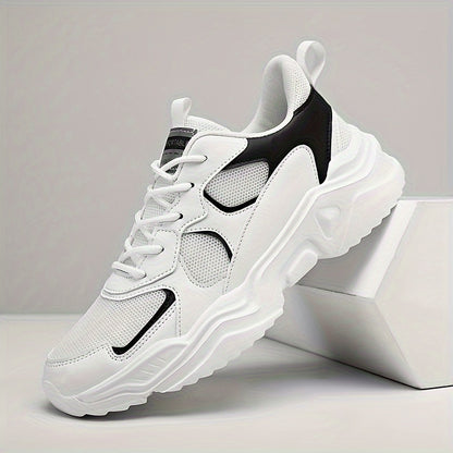 [Scarpe da ginnastica traspiranti] Scarpe da ginnastica in mesh traspirante e spessa | Scarpe da ginnastica casual da uomo bianche e verde acqua con suola in EVA, design con lacci per tutte le stagioni