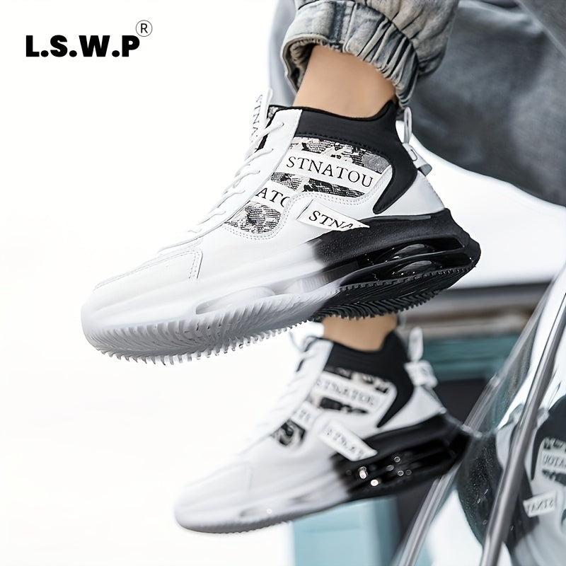 Unisex High-Top Sneakers | Fashionable Casual Street Style, Lace-Up, Faux and Fabric, EVA and TPU Sole, Round Toe - L.S.W.P