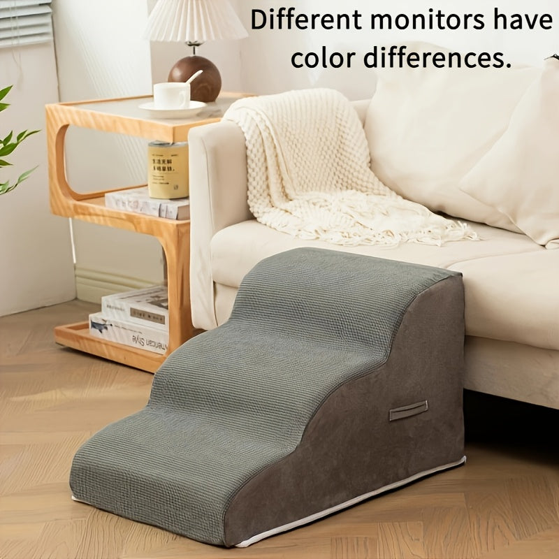 Washable Pet Ramp, Pet Safety Steps, Suitable for Senior Dogs - Non-slip high-density foam steps, diagonal design with soft flannel fabric, suitable for small and medium-sized dogs and cats, Pet Mobility Assist Fashion Ladder