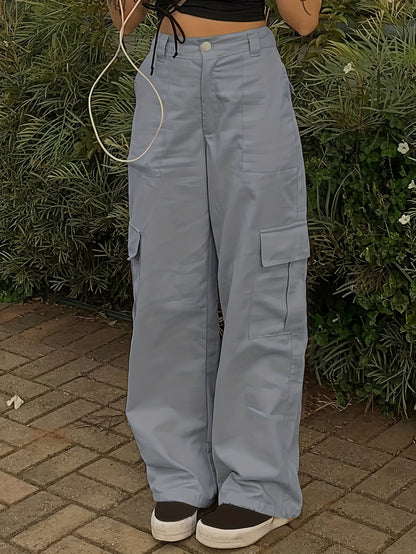 Y2K Women's Fashionable Street Hip-hop Retro Cargo Pants, Loose Large Pocket High Waist Straight Jeans Cargo Pants For Hiking, Women's Athleisure
