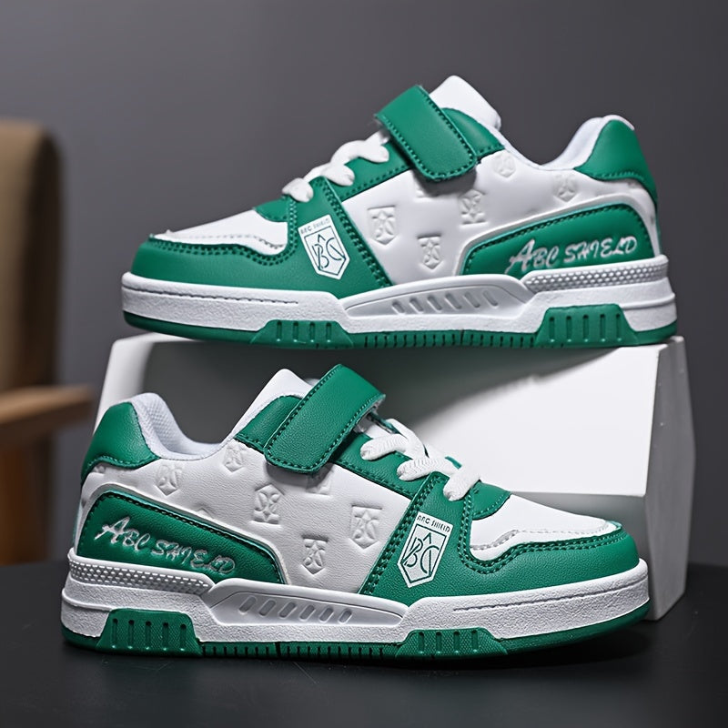 Scarpe da skate riflettenti alla moda per bambini, comode scarpe da ginnastica casual antiscivolo a blocchi di colore per attività all'aperto per bambini