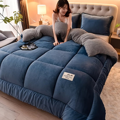 1pc Luxury Thickened Winter Quilt - Soft Light -Friendly Bedding with Quilted Stitching, Machine Washable, Plush Texture for Modern Minimalist Bedroom Decor, Rustic Country Style