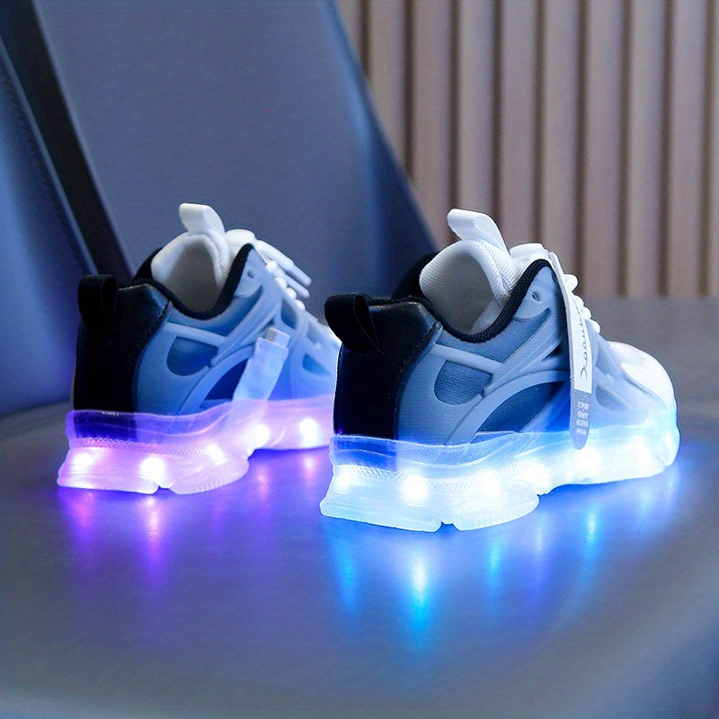 Usb Charging Light Shoes Colorful Sixteen Mode Running Horse Light Shoes Cool Luminous Boys Girls Can Change Color Color Lights Running Sneakers Cartoon Casual Shoelace Light Shoes